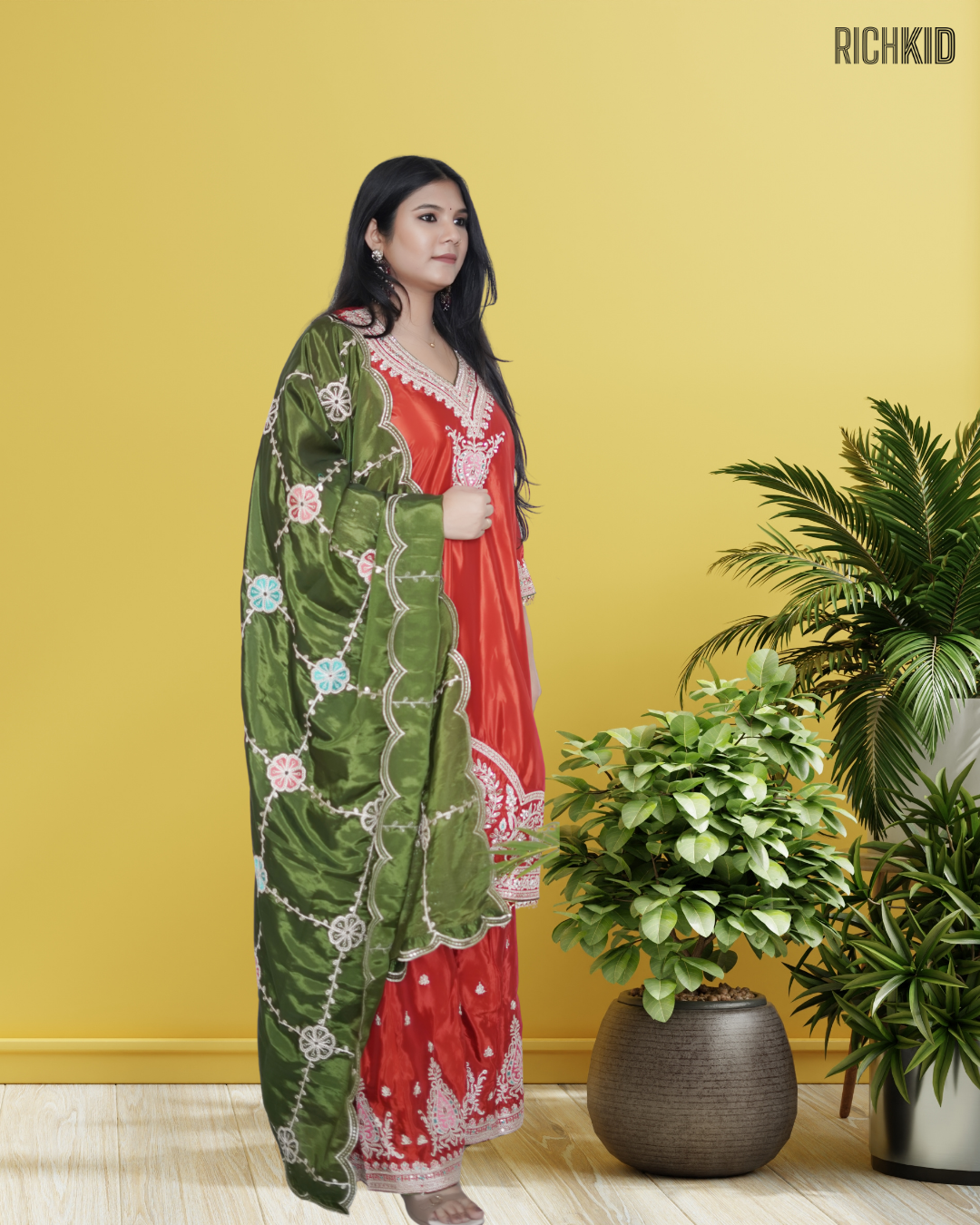 Rust Red Palazzo Suit Set