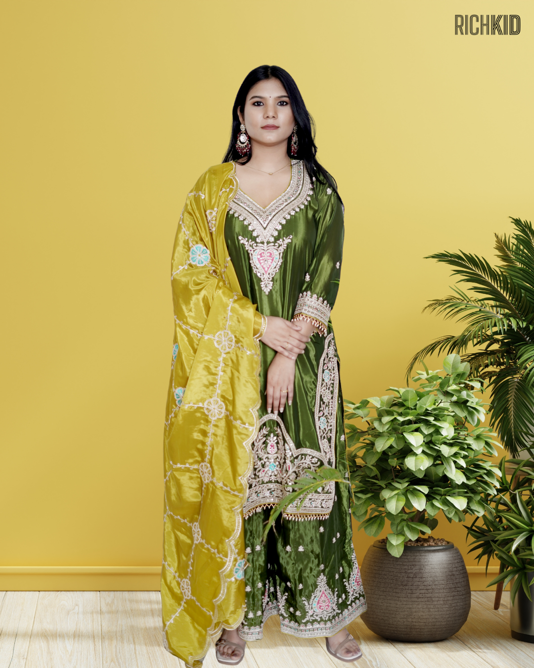 Mehendi Green Palazzo Suit Set