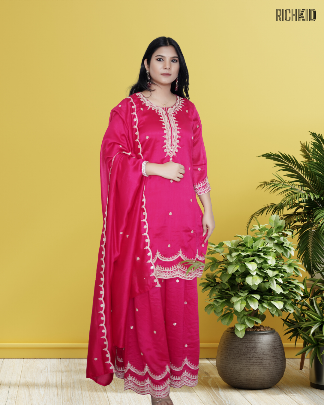 Radiant Rani Pink Ethenic Palazzo Set