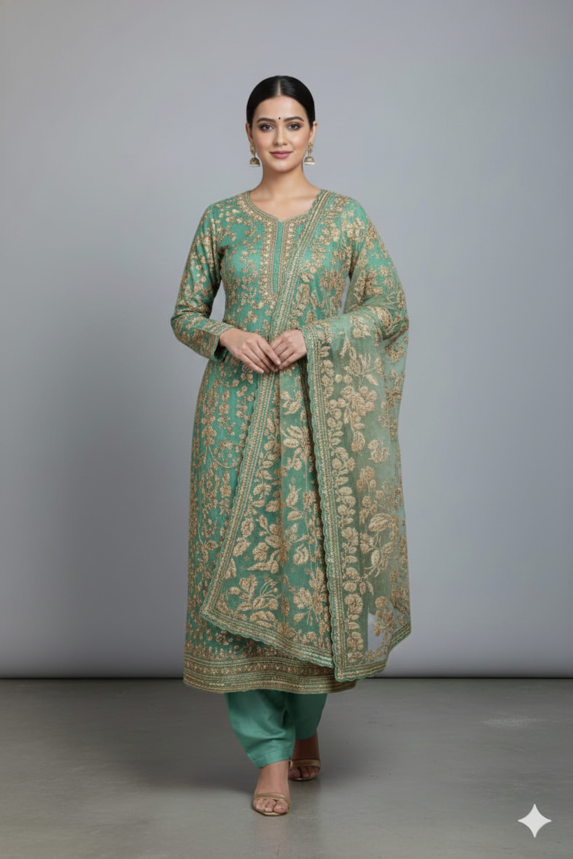 Seafoam Green unstitched suit set